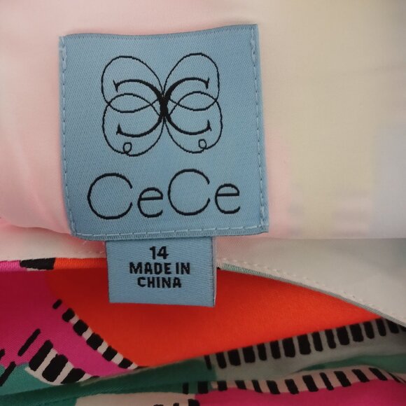 Cece Neon Geometric Pattern Sleeveless Woven Boho Dress Size 14 - Picture 4 of 10